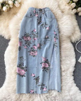 Floral Slit Skirt