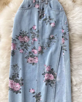Floral Slit Skirt