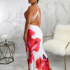 OEvnSpaghetti Strap Floral Print Women s Dresses Vintage Cross Backless Side High Split Vestidos Summer Bohemian