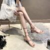 KPQm2020 Summer New Snake Shaped Winding Sandals Semi High Heeled All match Crystal Fairy Wind Open