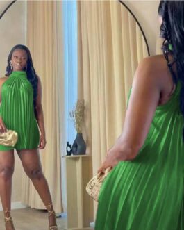 Pleated Sleeveless Midi Dress