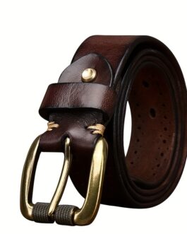 Retro Fashion Stylish Versatile Hollow Genuine Leather Pin Buckle Belt