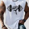 Dumbbell Print, Men's Graphic Design Tank Top