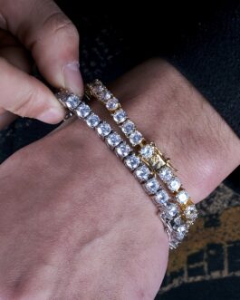 1pc Hip Hop Hand Jewelry, Brass 4mm Paved Cubic Zircon Men