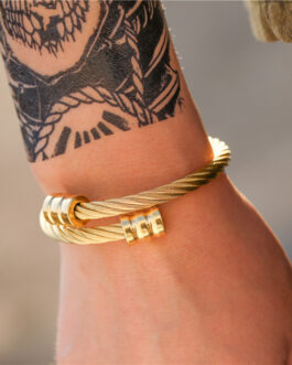 1pc Trendy Retro Personality Men’s Stainless Steel Wrap Geometric Bracelet