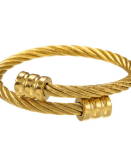 1pc Trendy Retro Personality Men’s Stainless Steel Wrap Geometric Bracelet