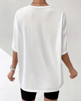 Graphic Print Drop Shoulder T-shirt