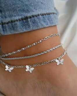 3 Pcs Simple Butterfly Anklets Set
