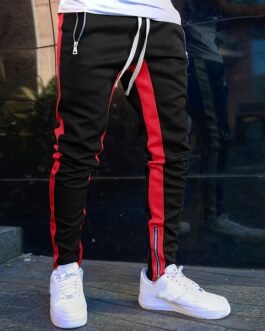 Color Block Drawstring Sweatpants Slim Fit Pants Men’s Casual Joggers