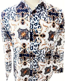 Leopard Print Men’s Baroque Style Vintage Long Sleeve