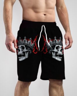 Skull With Crown Print, Men’s Comfy Shorts.