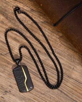 1pc Men’s Fashion Stainless Steel Light Sand Black Pendant