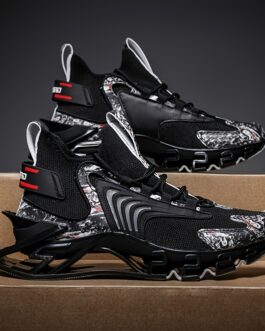 Men’s Lace Up Breathable Fashion Blade Type Shoes, Black/White