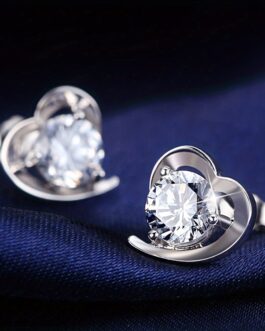 Classic Asymmetric Heart Inlaid Zircon Earrings