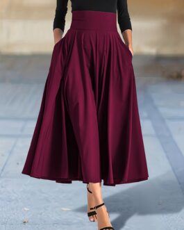 Elegant High Waist Flared Skirts