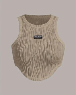 Patch Crop Tank Sleeveless Textured Top