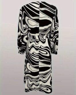 Graphic Print Crew Neck Kaftan Abayas