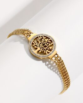 Trendy Stainless Steel Hollow Life Tree Bracelet For Men