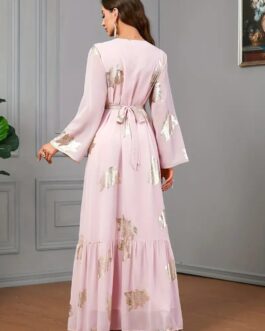 Floral Print Button Kaftan Dress