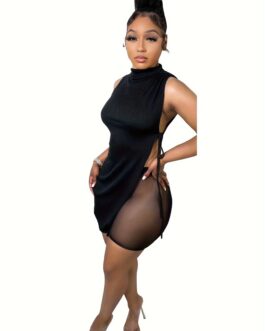 Split Top & Mesh Shorts Two-piece Set