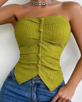 Siela Single Breasted Ruched Tube Top