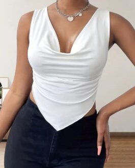 Hanky Hem Cowl Neck Tank Top