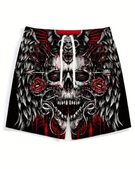 Skull Print, Men’s Comfy Shorts