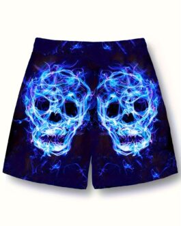 Skulls Print, Men’s Comfy Shorts, Summer.