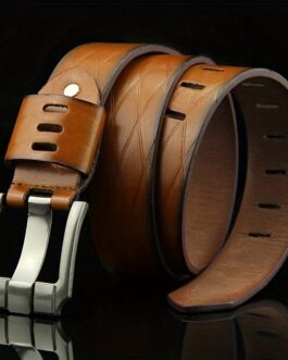 Men’s PU Leather Belt, Square Pin Buckle Waist Strap Belt Wide Jeans Belts