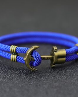 1pc Vintage Anchor Bracelet, Men Bronze Punk Bracelet, Outdoor Survival Bracelet