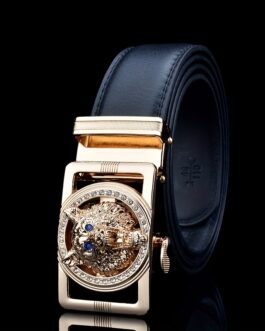 Men’s Genuine Leather Belt Wolf Head Automatic Buckle Business Suit