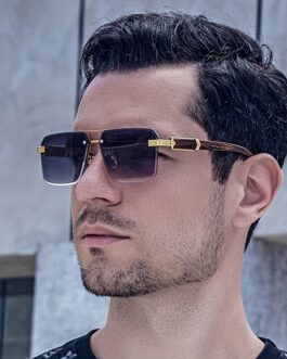 Vintage Square Lens Metal Frame Double Bridges Sunglasses