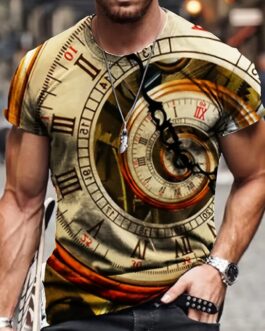 Men’s Crypto Gear Abstract Clock 3D Print Funny T-Shirt