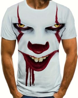 Men’s Clown Graphic T-shirt For Summer Outdoor