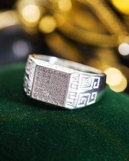 1pc S925 Sterling Silver Square Ring, Inlaid Cubic Zirconia Ring