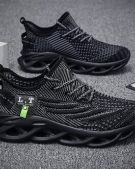 Men’s Knit Breathable Running Shoes With Shock Absorption