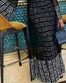 Long Sleeve Crew Neck Mesh Dress & Strapless Fit Tube Dress Set