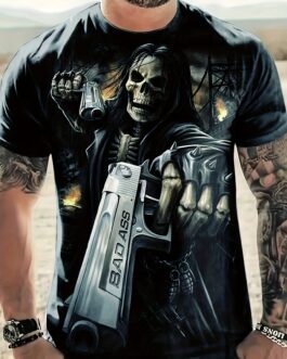 Breathable Men’s 3D Skeleton Graphic Novel Tee