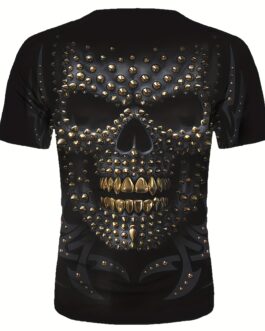 Trendy Skull 3D Digital Pattern Print Men’s Graphic T-shirt
