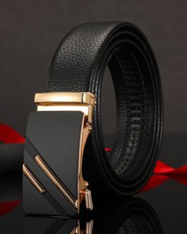 Mens Business Casual Fashion Belt, Smooth Automatic Buckle PU Belt