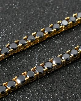 1pc Hip Hop Tennis Chain Hand Jewelry, 4mm Black Zircon Fashion Bracelet