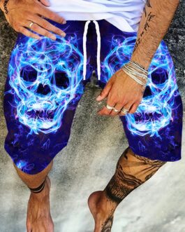 Skulls Print, Men’s Comfy Shorts, Summer.