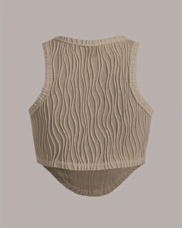 Patch Crop Tank Sleeveless Textured Top