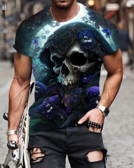 HSkull T-shirt 3D Printed Casual Street For Men