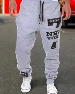 Men’s Letter Printed Drawstring Sweatpants-casual Hip-hop Fashion