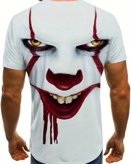 Men’s Clown Graphic T-shirt For Summer Outdoor