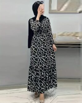 Ramadan Allover Print Maxi Kaftan Dress