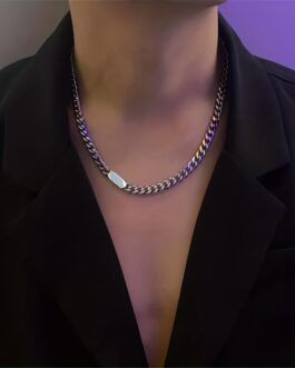 1pc Titanium Steel Necklace Cuban Chain Necklace Male