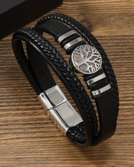 1pc Creative Magnet Buckle Pu Leather Bracelet, Men’s Versatile Bangle