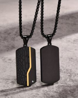 1pc Men’s Fashion Stainless Steel Light Sand Black Pendant